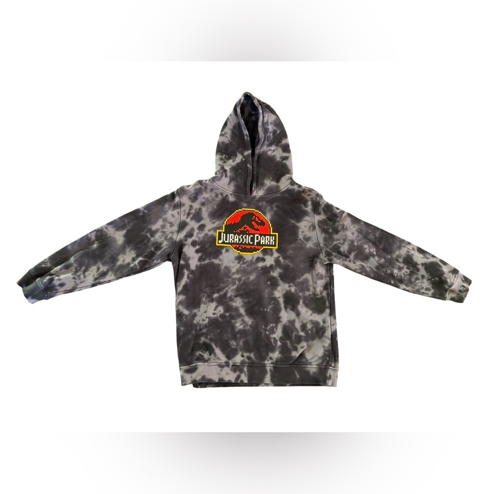 8 Bit Mostly Heard Rarely Seen Grey & Black Jurassic Park Hoodie  Size Medium